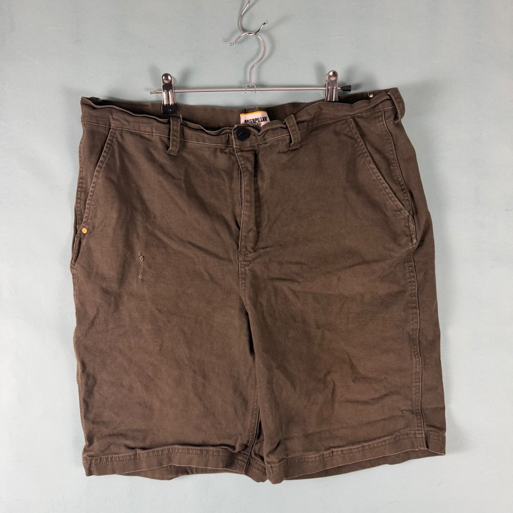 Caterpillar CAT Men's 36 Brown Canvas Work Shorts Relaxed Fit Faded Distressed